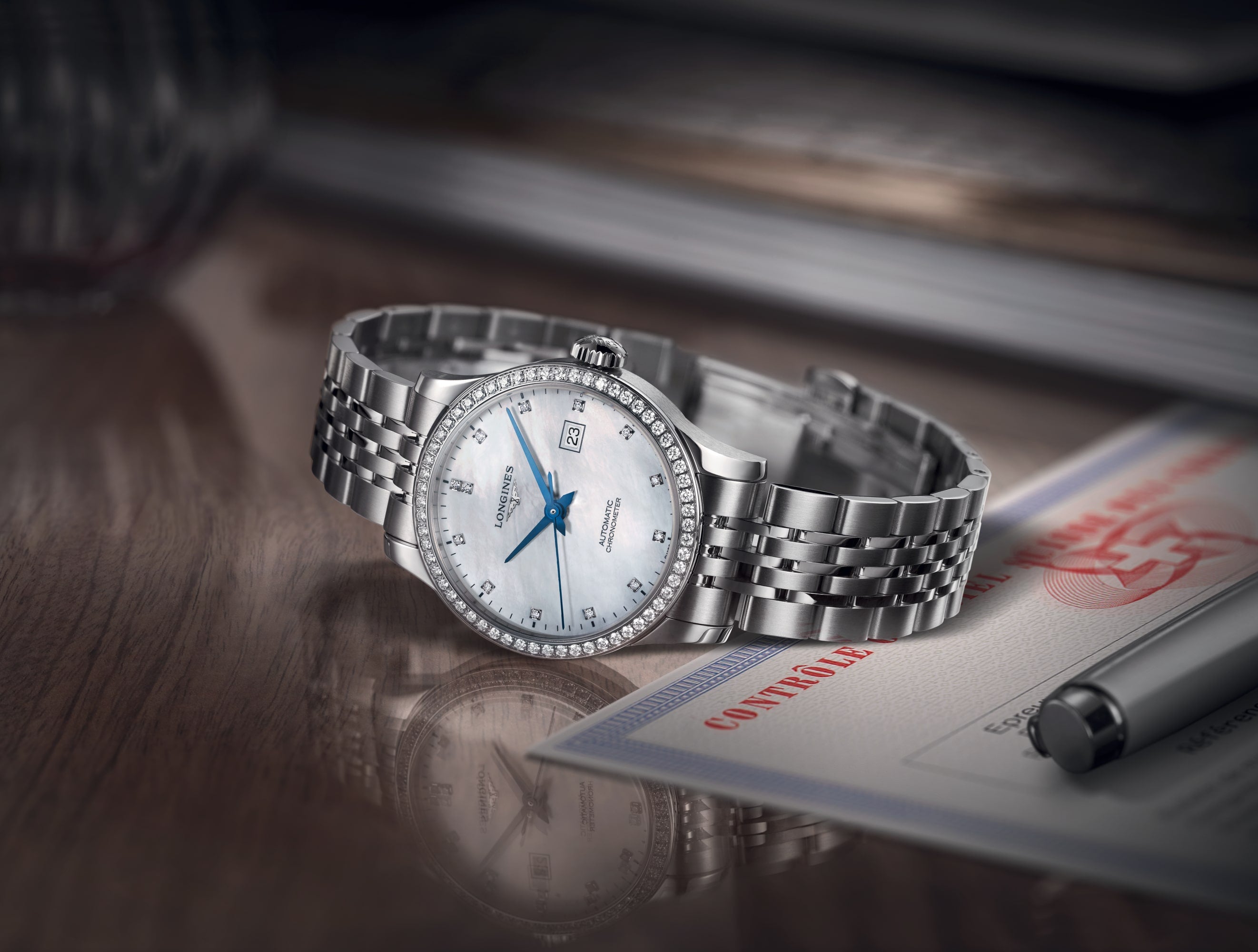 Longines Record Ladies 30mm Mother-of-Pearl Watch