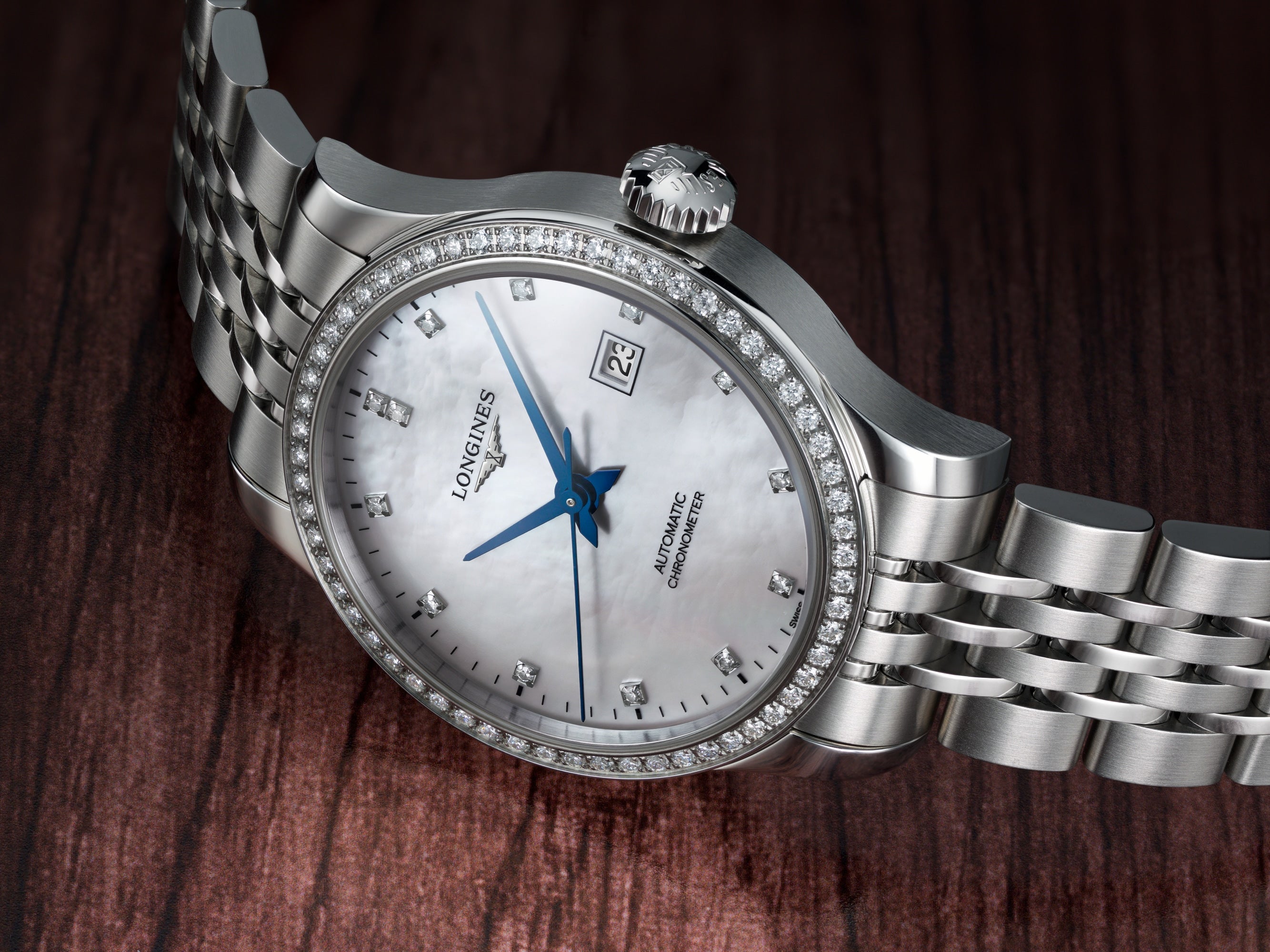 Longines Record Ladies 30mm Mother-of-Pearl Watch