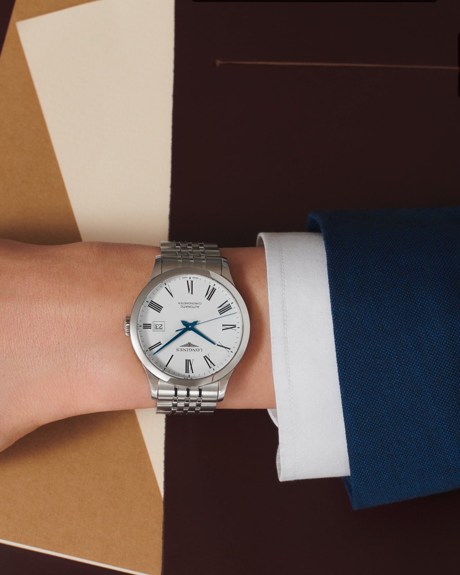 Longines Record Automatic 40mm White Dial Watch