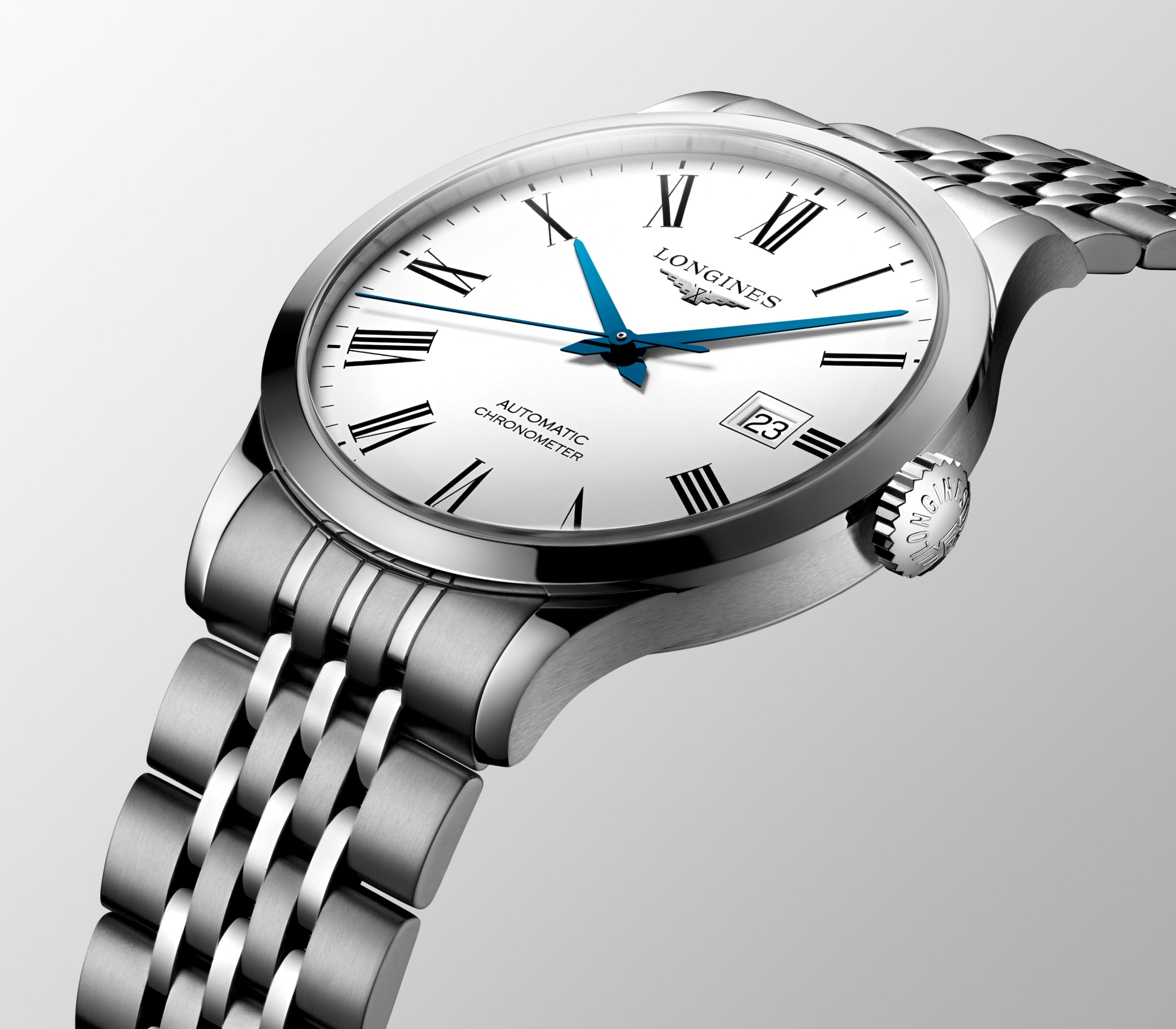 Longines Record Automatic 40mm White Dial Watch