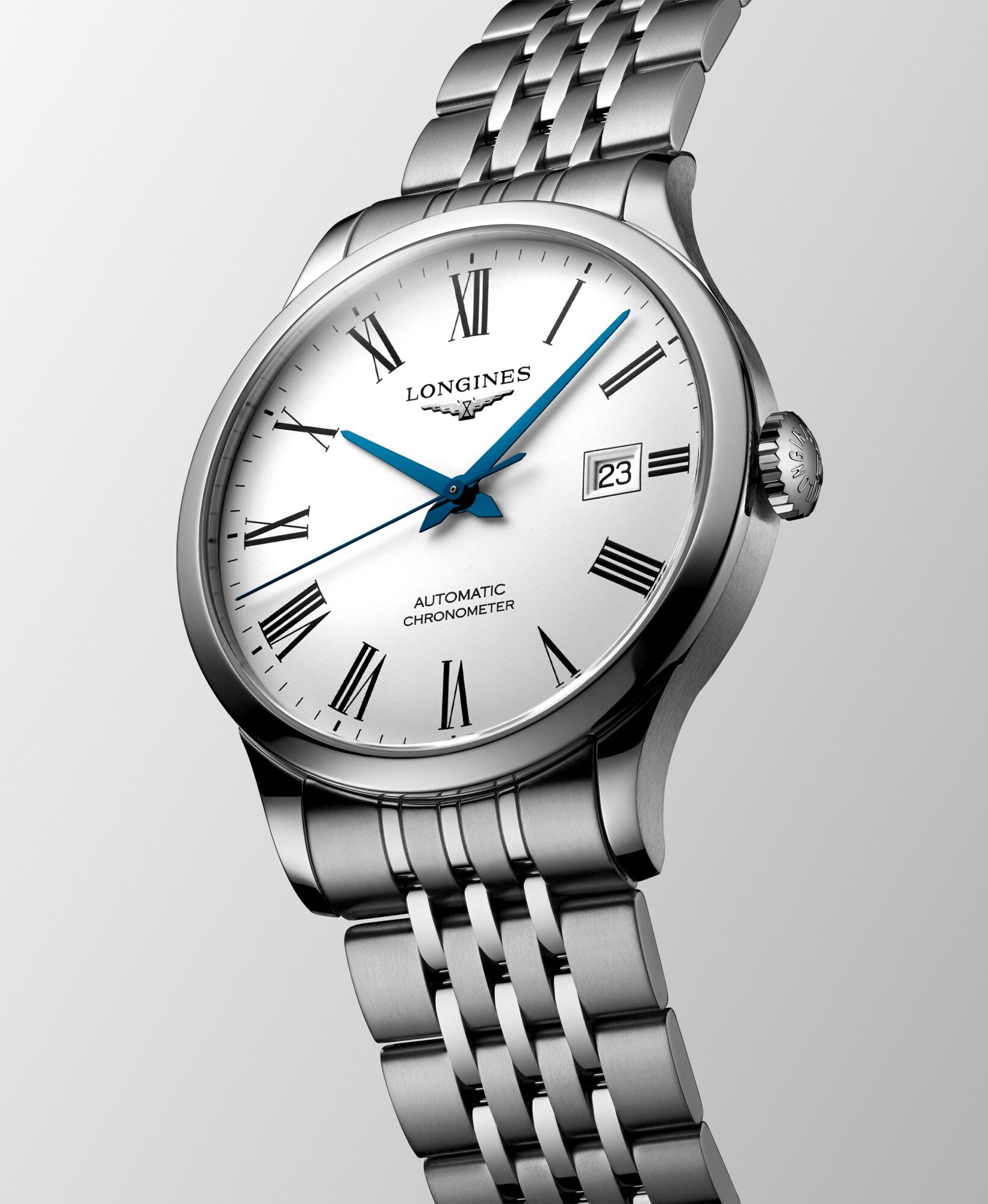 Longines Record Automatic 40mm White Dial Watch