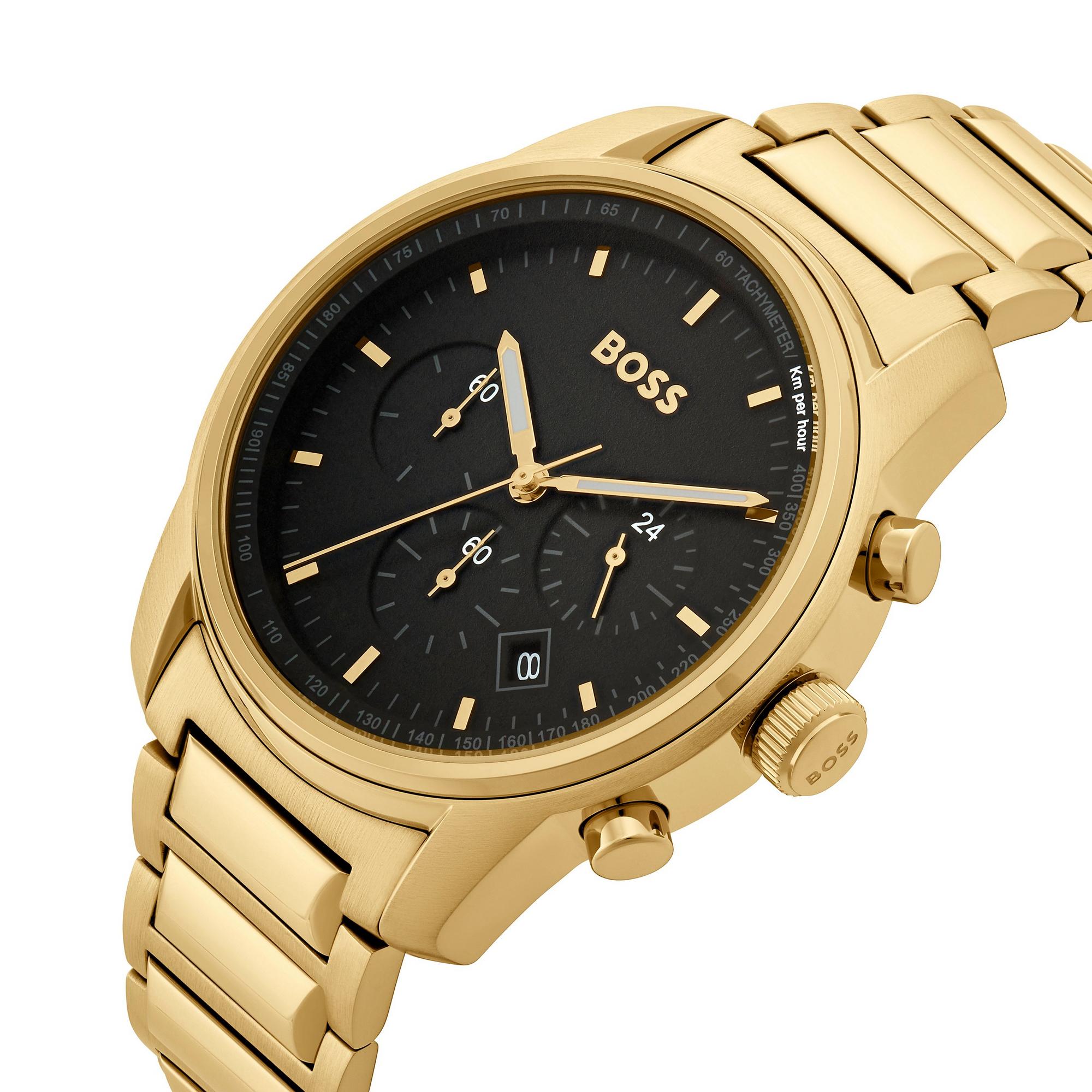 BOSS Mens Trace Chronograph Black 44 mm Watch Bracelet