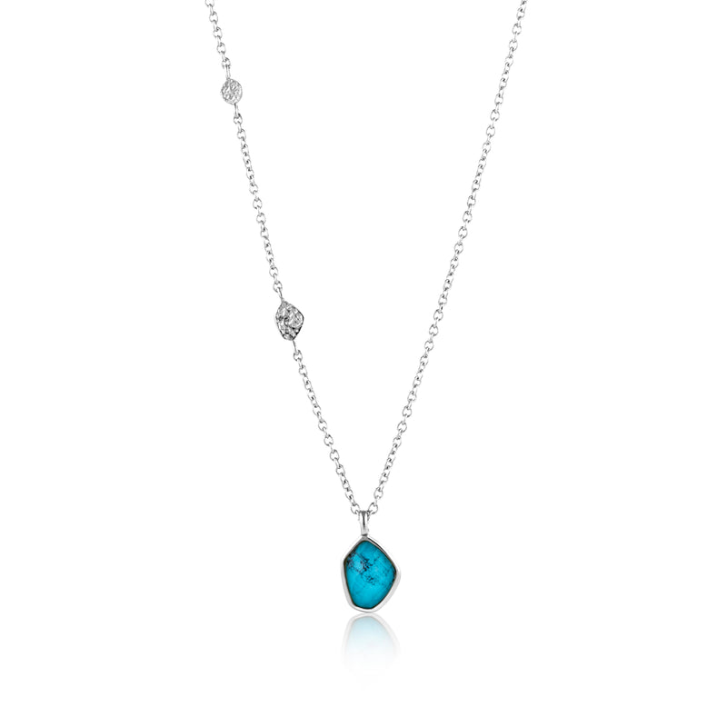 Ania Haie Rhodium Turquoise Pendant Necklace