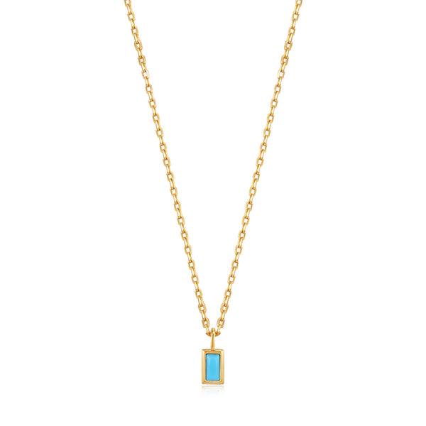 Ania Haie Shiny Gold Gold Turquoise Drop Pendant Necklace