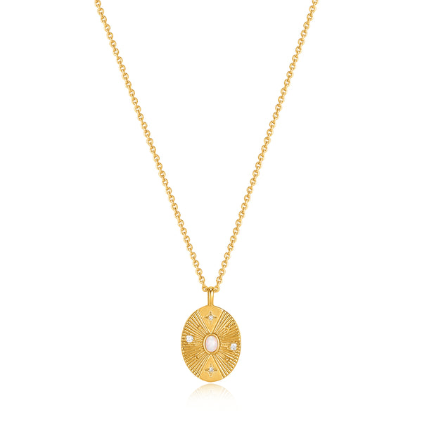 Ania Haie Shiny Gold Gold Scattered Stars Kyoto Opal Disc Necklace