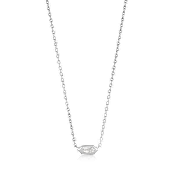 Ania Haie Rhodium  Sparkle Emblem Chain Necklace