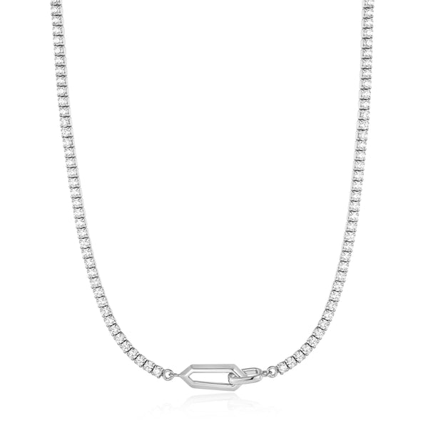 Ania Haie Rhodium Sparkle Chain Interlock Necklace