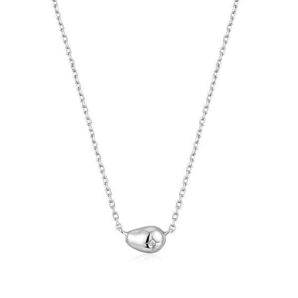 Ania Haie Rhodium Silver Pebble Sparkle Necklace