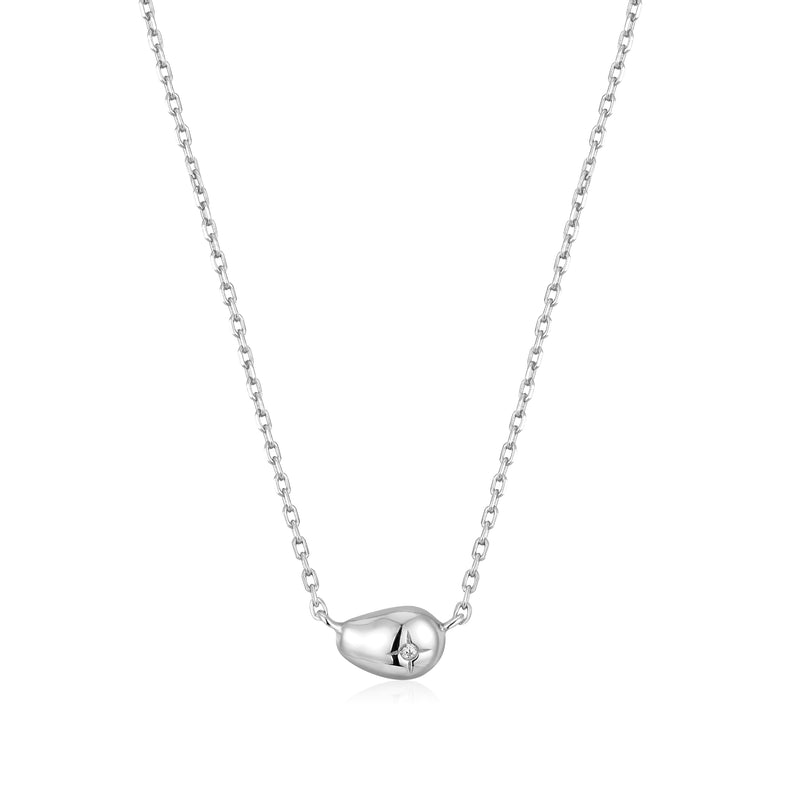 Ania Haie Rhodium Silver Pebble Sparkle Necklace