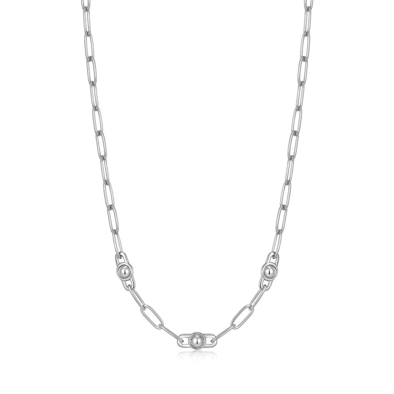 Ania Haie Rhodium Silver Orb Link Chunky Chain Necklace