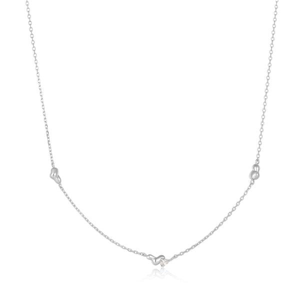 Ania Haie Rhodium Silver Twisted Wave Chain Necklace