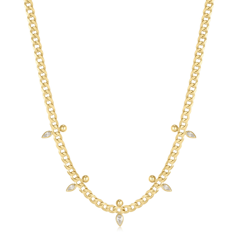 Ania Haie Shiny Gold Gold Curb Chain Sparkle Point Necklace