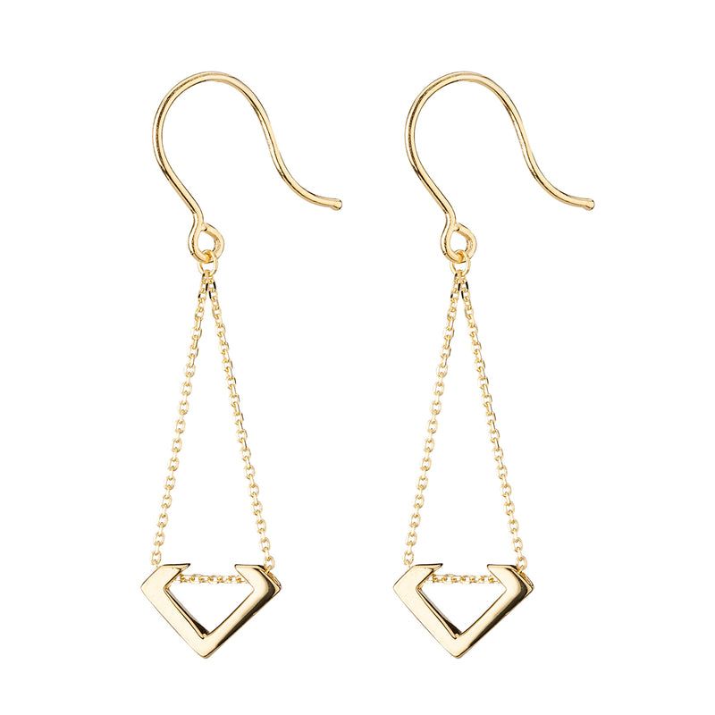 NJO Designs 9ct Yellow Gold Triangle Chain Drop Earrings