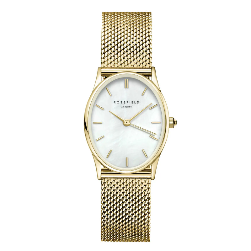 Oval Pearl Gold Mesh 24mm watch