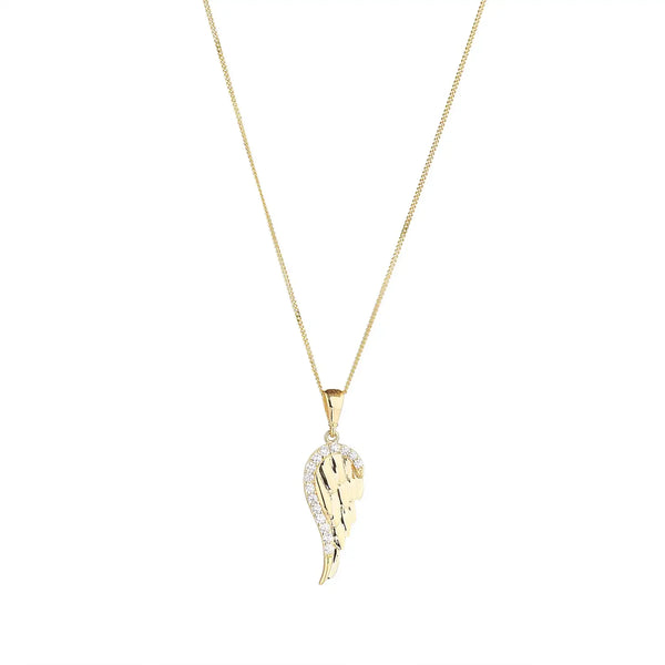 9ct Yellow Gold Cubic Zirconia Wing Pendant