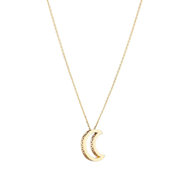 9ct Yellow Gold Open 1/2 Moon Pendant