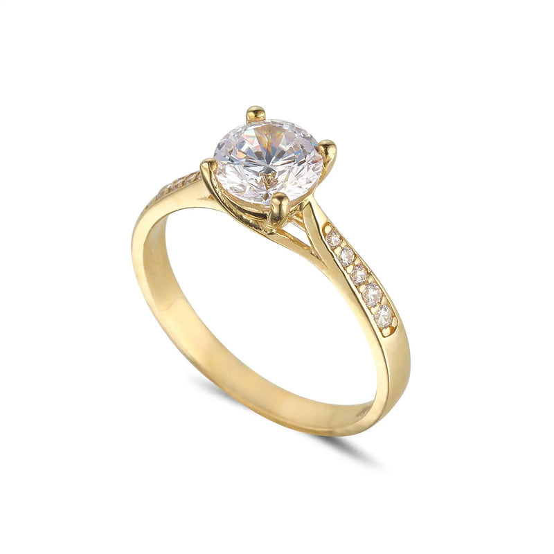 9ct Yellow Gold Cubic Zirconia 4 Channel - Size O