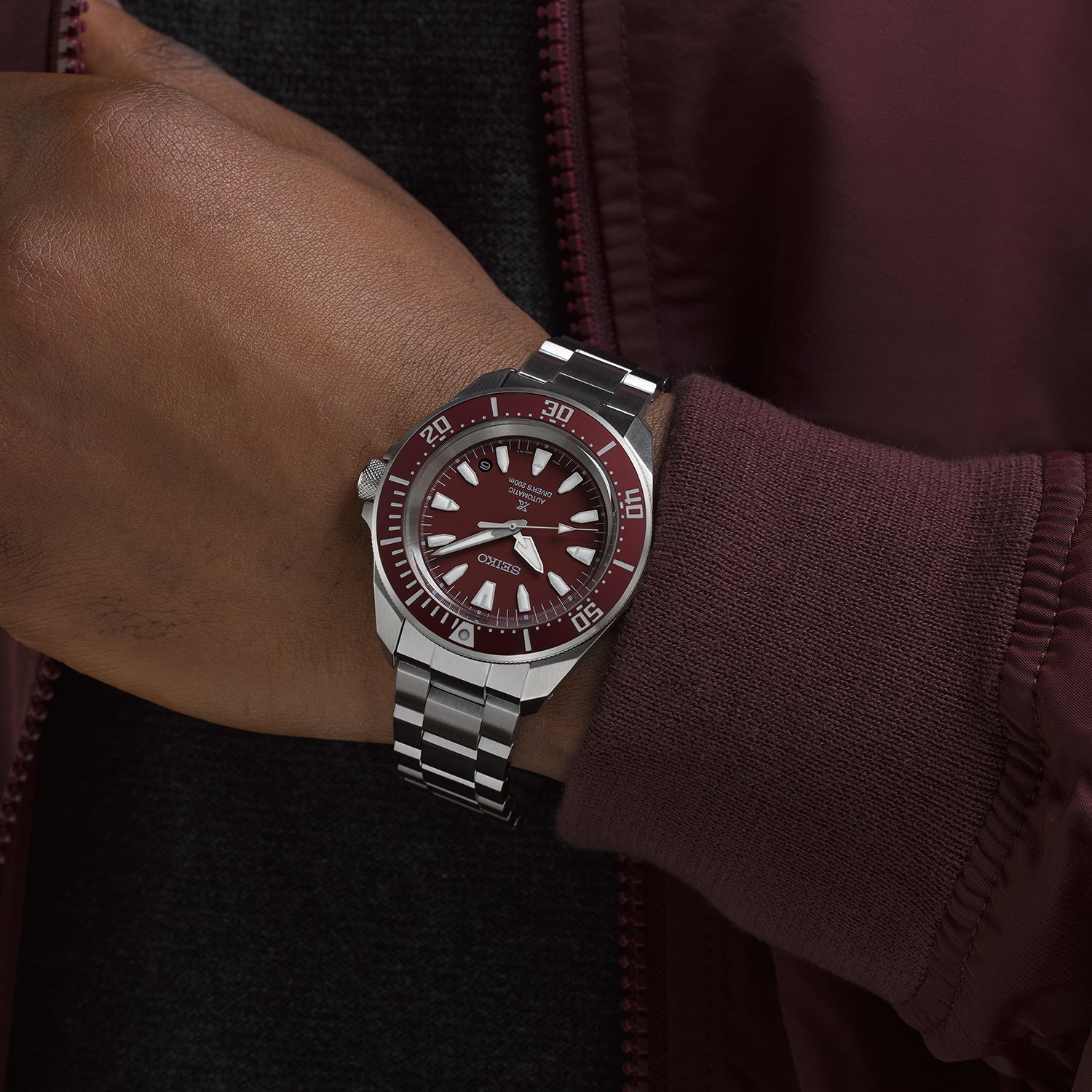 Seiko Prospex Red Dial Automatic Divers Watch