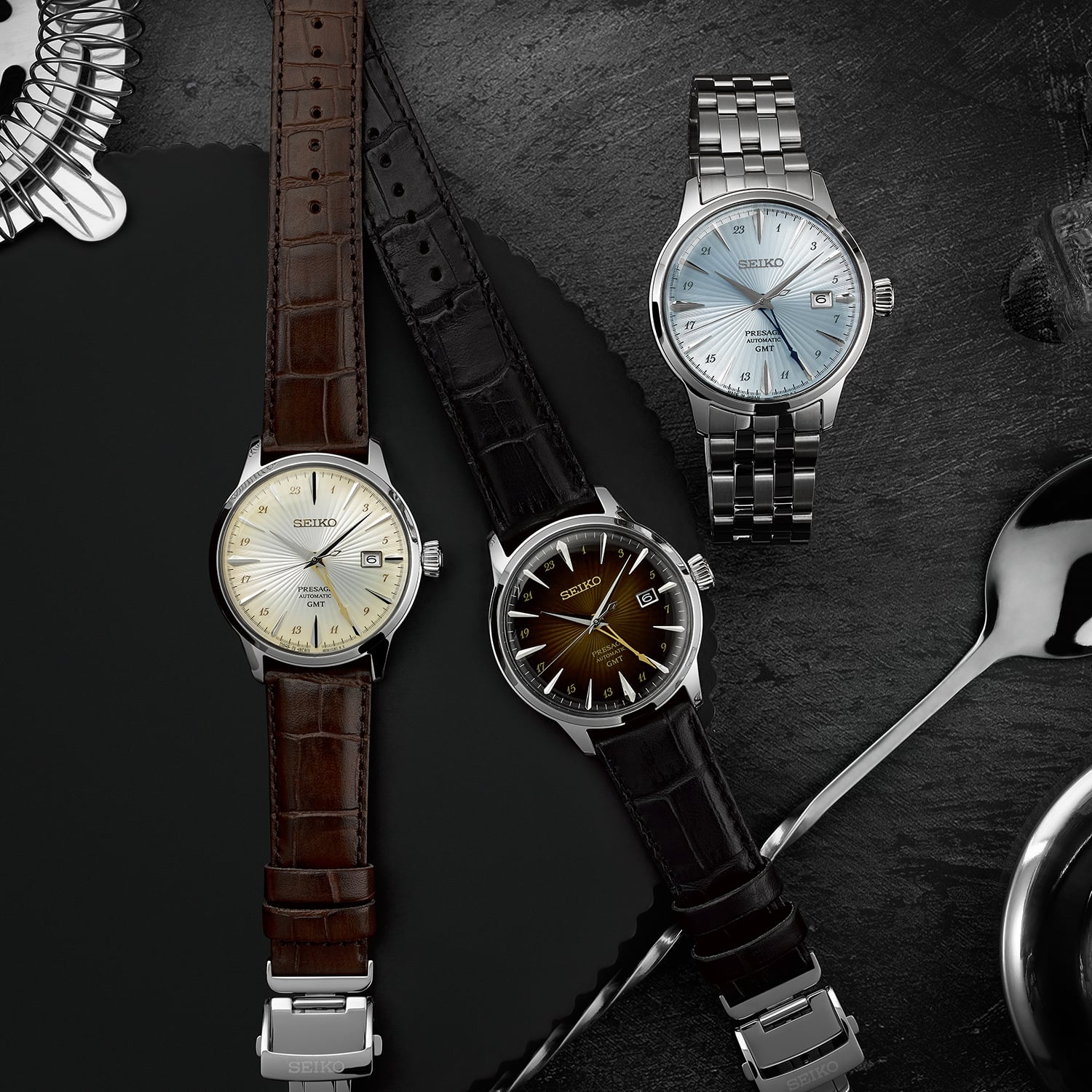 Seiko Presage Skydiving Cocktail Time GMT Watch