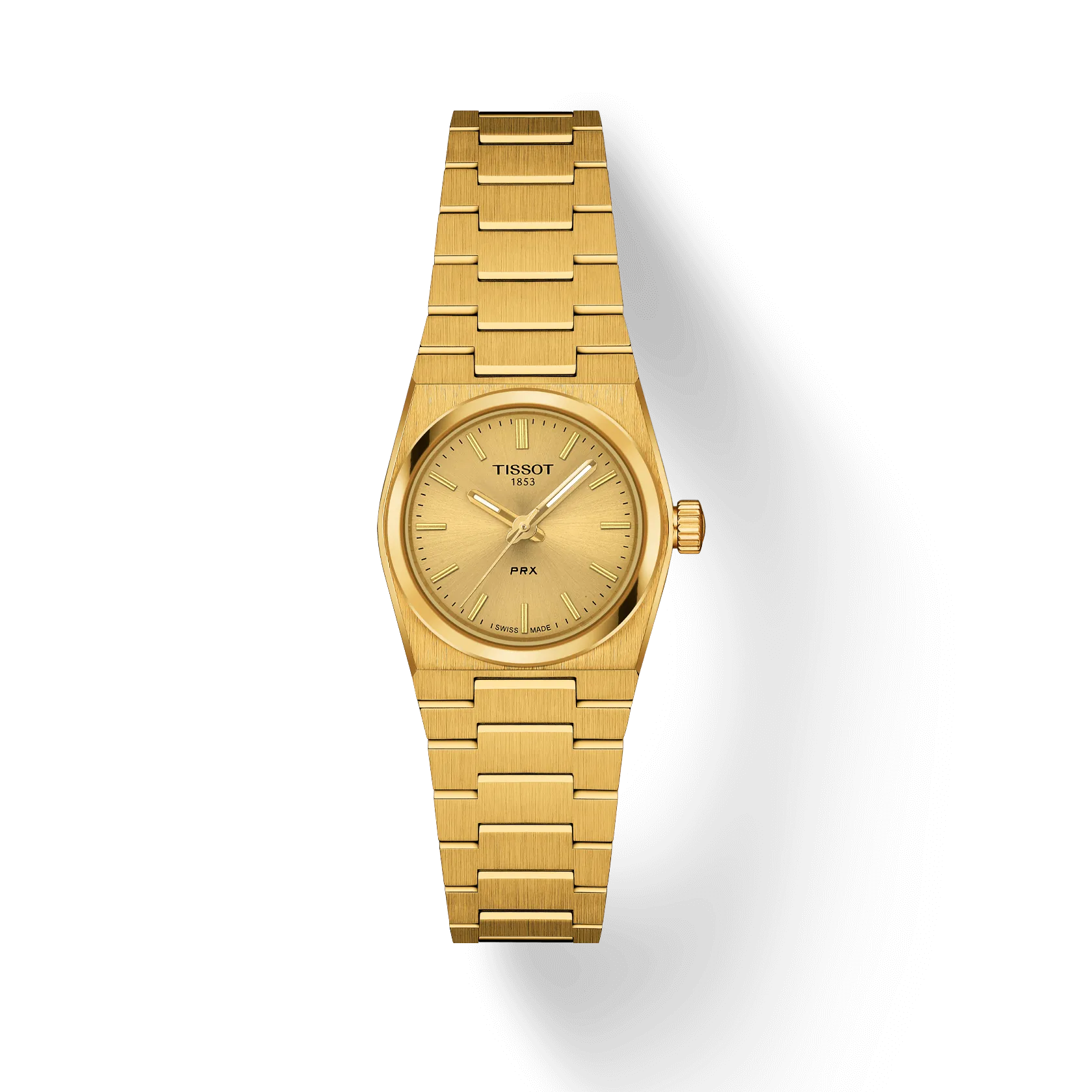 Tissot PRX 25mm Yellow Gold PVD Champagne Quartz Ladies Watch
