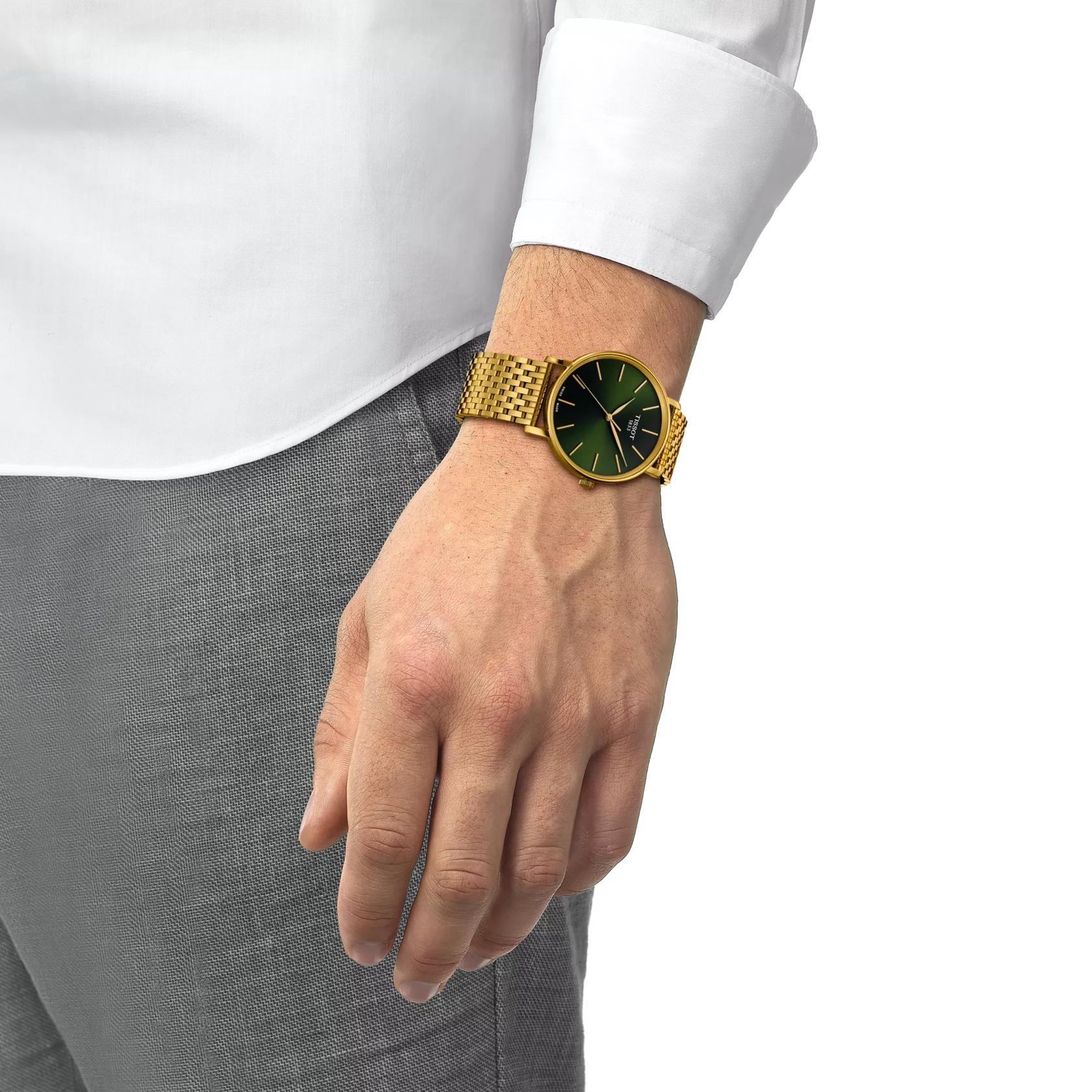 Tissot Everytime 40mm Green Dial Gold PVD Watch