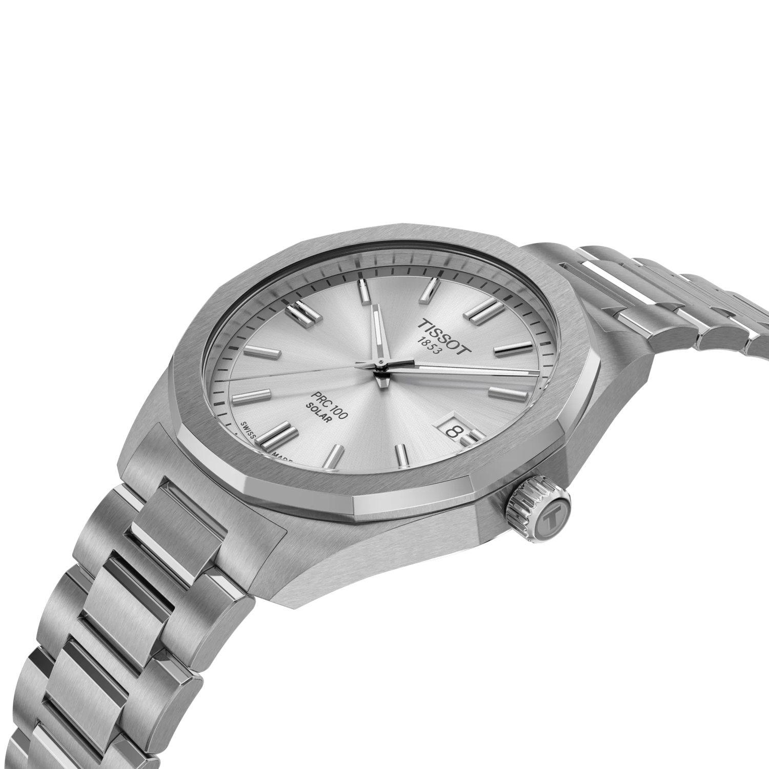 Tissot PRC 100 Solar 39mm Silver Dial Watch