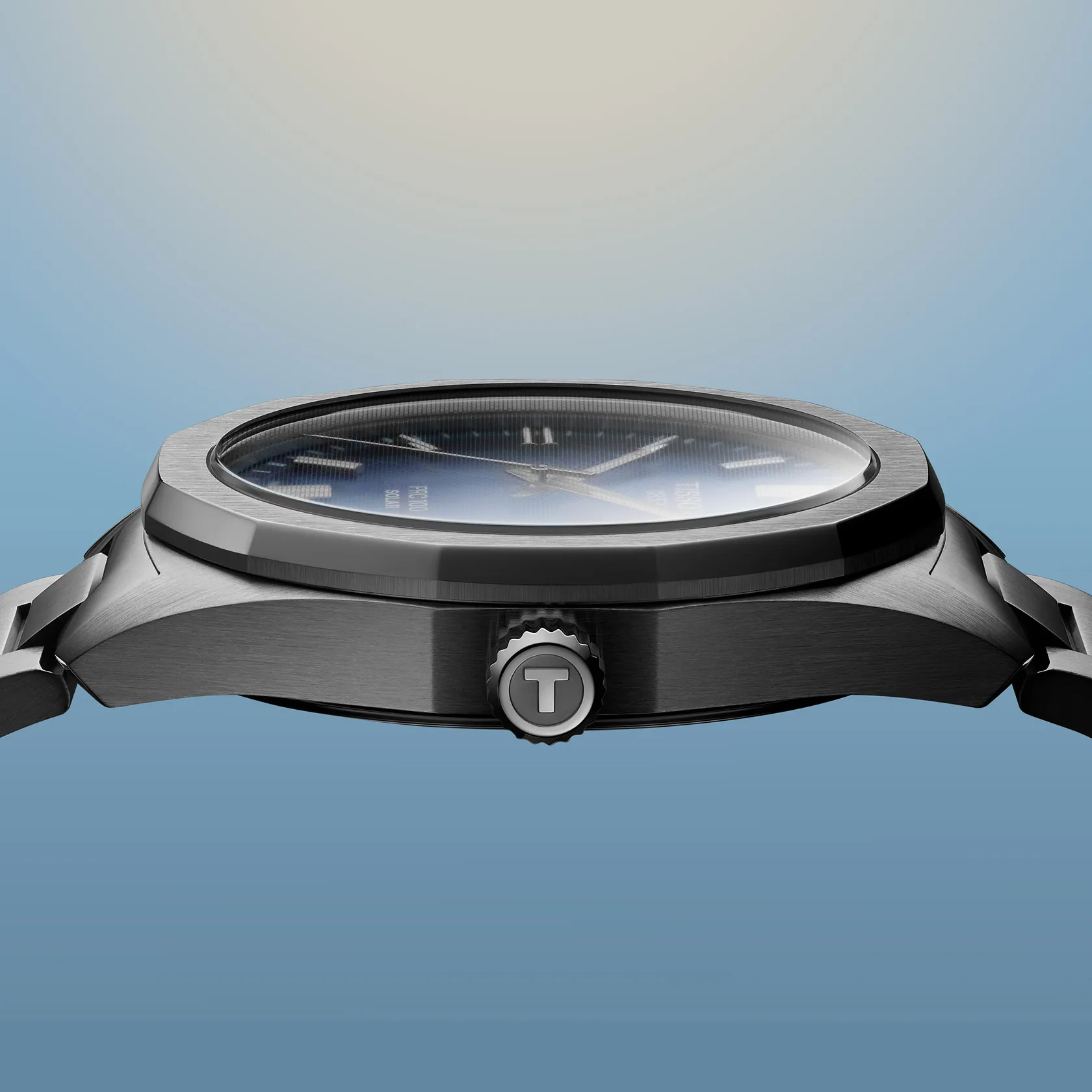 Tissot PRC 100 39mm Steel Blue Solar Quartz Mens Watch