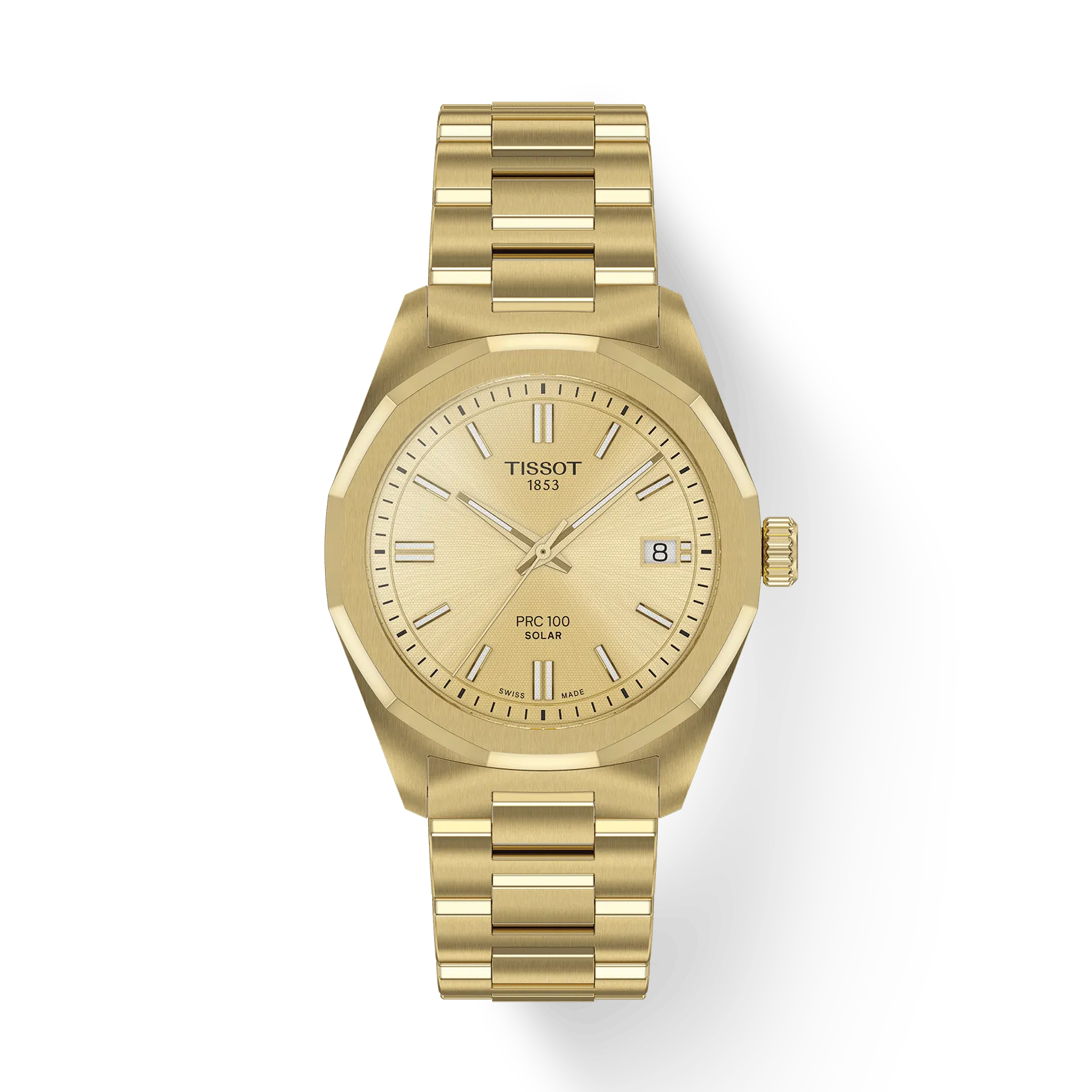 Tissot PRC 100 Solar Gold Champagne Dial Watch