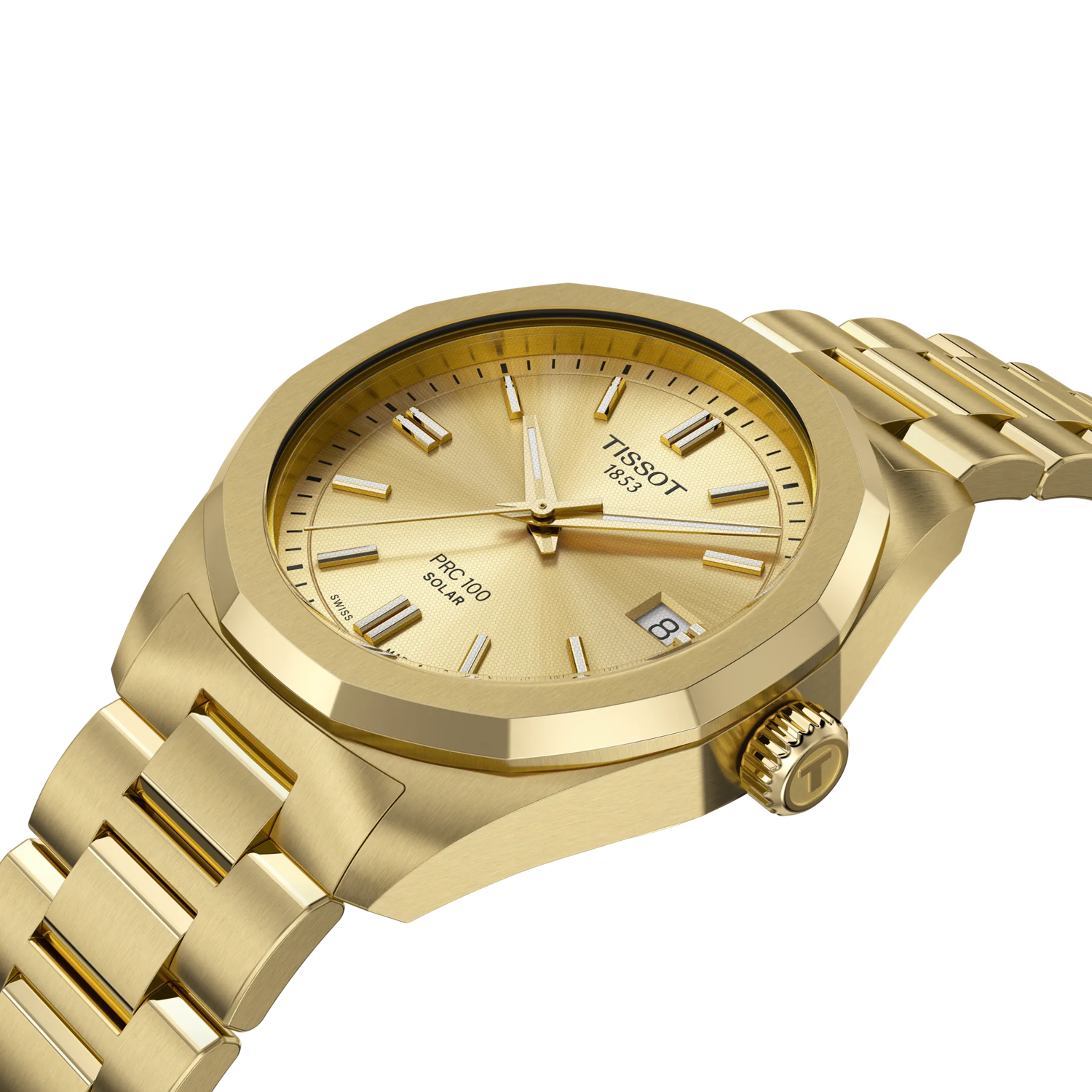 Tissot PRC 100 Solar Gold Champagne Dial Watch