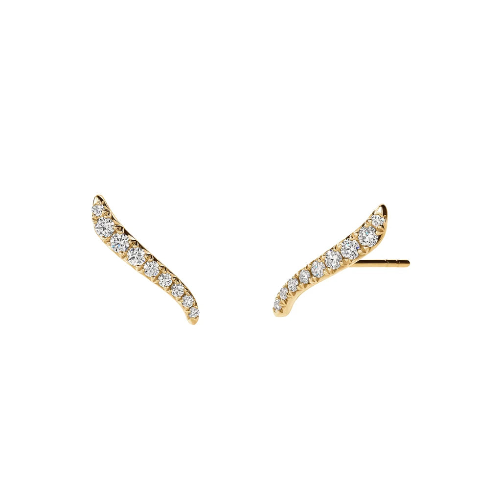 Hearts On Fire 18ct Yellow Gold 0.25ct Vela French Cut Pavé Diamond Climber Earrings