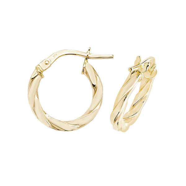 9ct Yellow Gold Twist Hoop Single Earring - 10mm