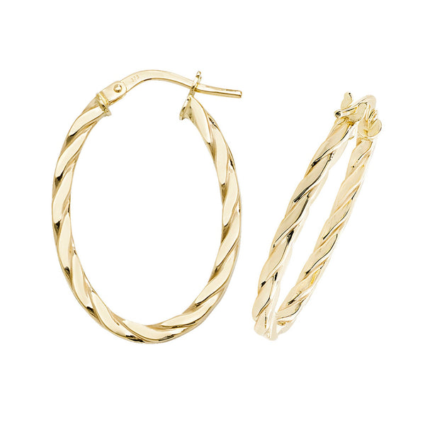 9ct Yellow Gold Oval Hoop Earrings