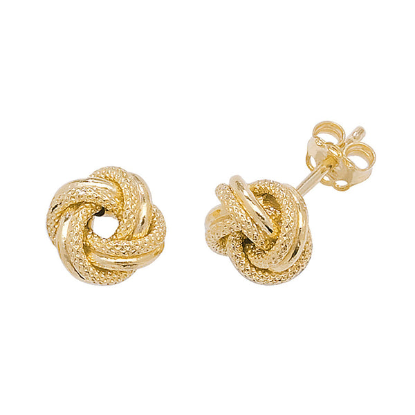 9ct Yellow Gold Double Knot Stud Earrings