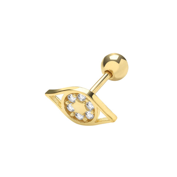 9ct Yellow Gold Evil Eye Single Stud Earring - 6mm