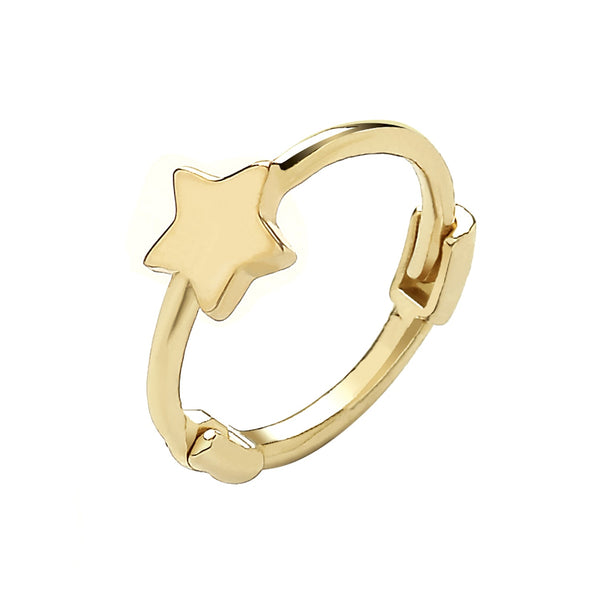 9ct Yellow Gold Single Plain Star Cartilage Hoop Earring