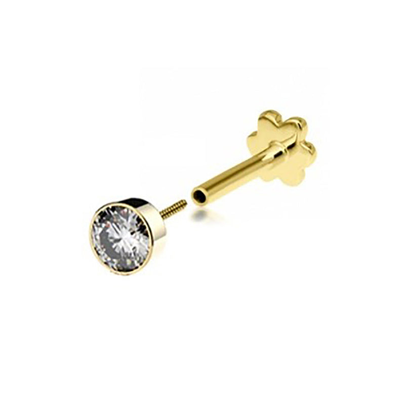 9ct Yellow Gold Single Cubic Zirconia Stud Earring