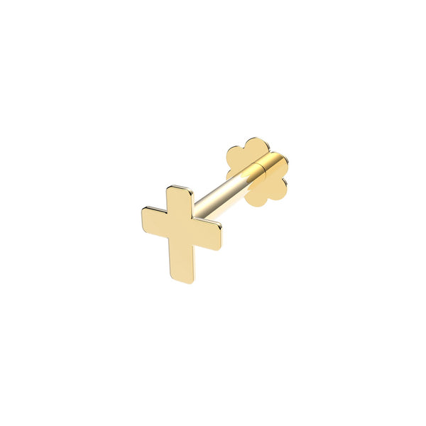 9ct Yellow Gold Plain Cross Cartilage Single Earring