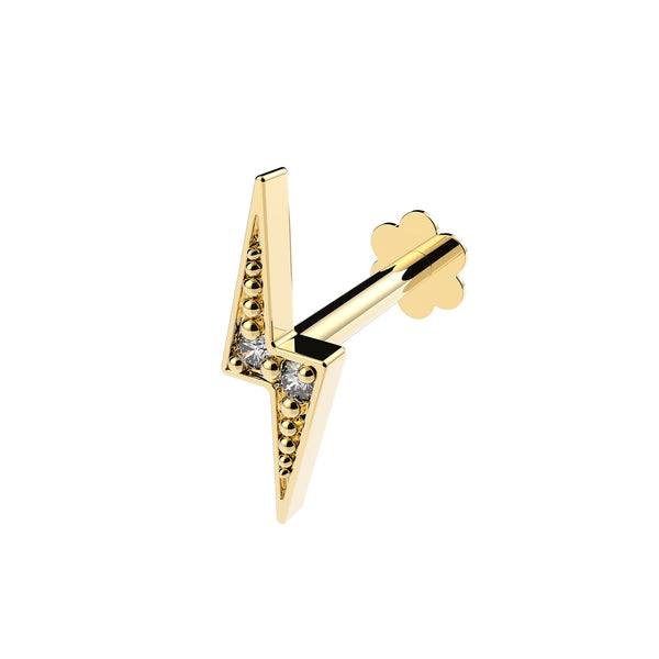 9ct Yellow Gold Cubic Zirconia Lightning Bolt Cartilage Labret