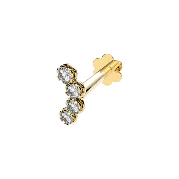 9ct Yellow Gold Curved Cubic Zirconia Bar Cartilage Labret