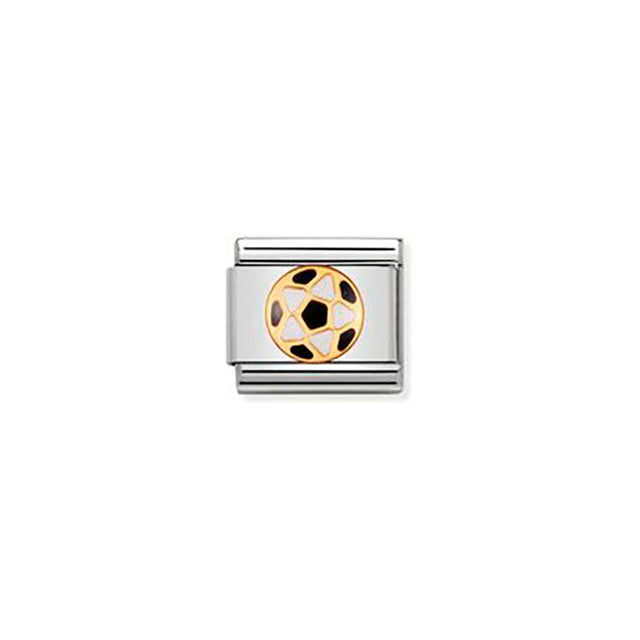 Composable Classic Italian Football In Stainless Steel With Enamel and Bonded Yellow Gold - Black-White Ball