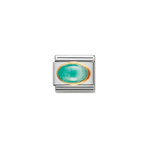 Composable Classic Oval Stones in Stainless Steel With Bonded Yellow Gold - Emerald