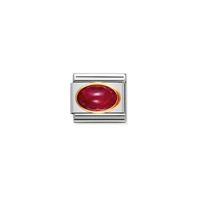 Composable Classic Oval Stones in Stainless Steel With Bonded Yellow Gold - Ruby