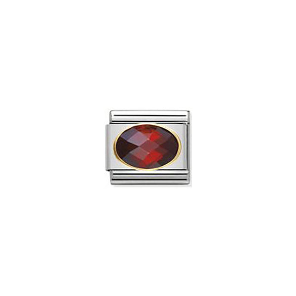 Composable Classic Faceted Cubic Zirconia, Stainless Steel and Bonded Yellow Gold - Red