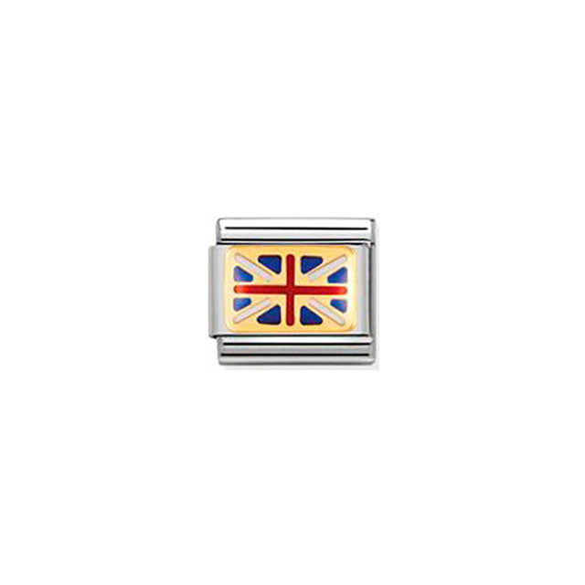 Composable Classic Europe Flag in Stainless Steel With Enamel and Bonded Yellow Gold - Great Britain