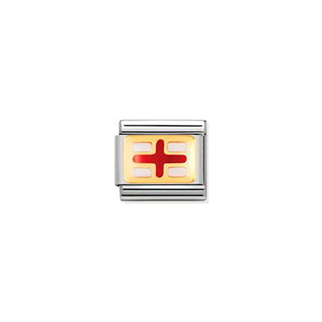 Composable Classic Europe Flag in Stainless Steel With Enamel and Bonded Yellow Gold - England