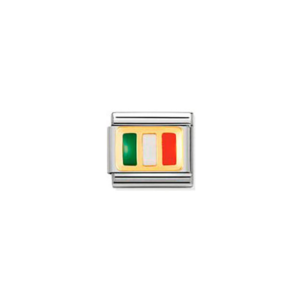 Composable Classic Europe Flag in Stainless Steel With Enamel and Bonded Yellow Gold - Ireland