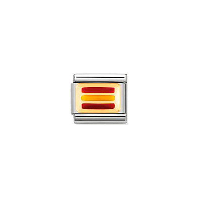 Composable Classic Europe Flag in Stainless Steel With Enamel and Bonded Yellow Gold - Spain