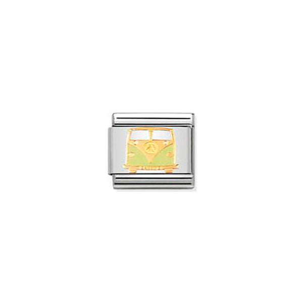 Composable Classic Peace and Love Links in Stainless Steel With Enamel and Bonded Yellow Gold - Van