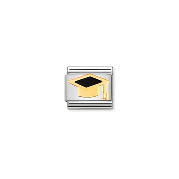Composable Classic Back To School In Stainless Steel With Enamel and 18K - Black Graduate Hat