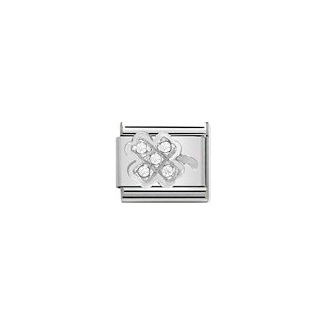 Composable Classic Symbols Steel, Cubic Zirconia and Sterling Silver - Clover